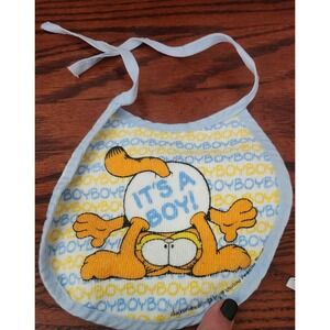 Vintage Garfield Cat Bib With Plastic/Vinyl Backing It's A Boy GUC‎